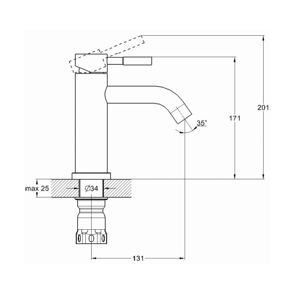 Смеситель для раковины G.Lauf ZAP1-B090, нержавеющая сталь. Фото 2
