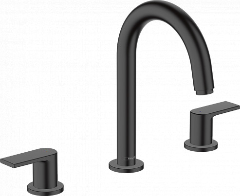 Смеситель для раковины Hansgrohe Vernis Shape Керамическая кран-букса со сливным гарнитуром Черный (71563670). Фото 1