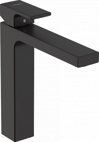 Смеситель для раковины Hansgrohe Vernis Shape Керамический картридж со сливным гарнитуром Черный (71562670). Фото 1