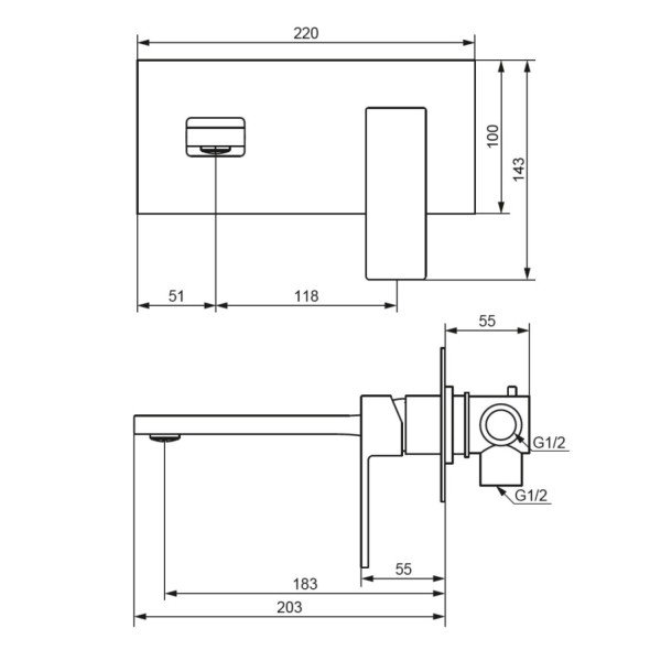 Смеситель для раковины монтируемый в стену. Фото 4