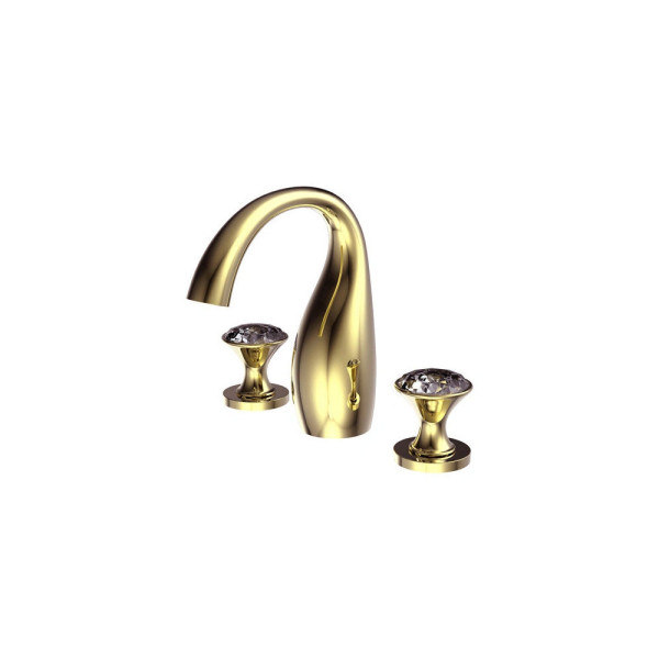 Смеситель для раковины на 3 отверстия Bravat Swan F24287G-ENG, золото. Фото 1