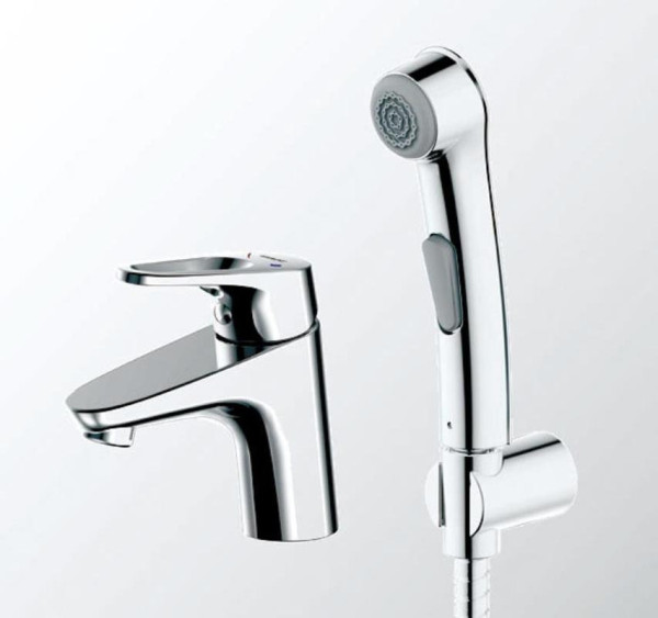Смеситель для раковины с гигиеническим душем Bravat Drop-D F148162C-1, хром. Фото 3