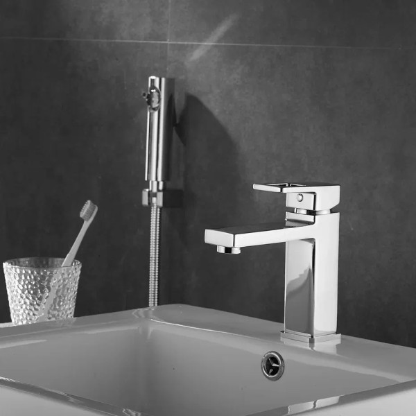 Смеситель для раковины с гигиеническим душем Shevanik S8271, хром. Фото 3