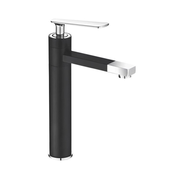 Смеситель для раковины с поворотным носиком Shevanik S6611H, черный/хром. Фото 1