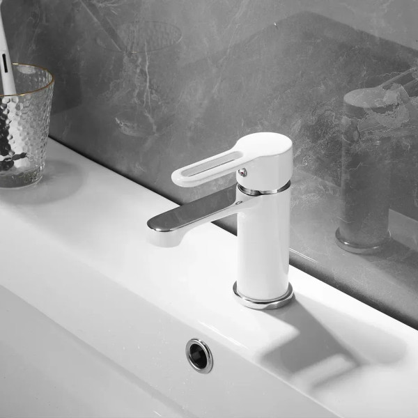 Смеситель для раковины Shevanik S8101F, белый/хром. Фото 6