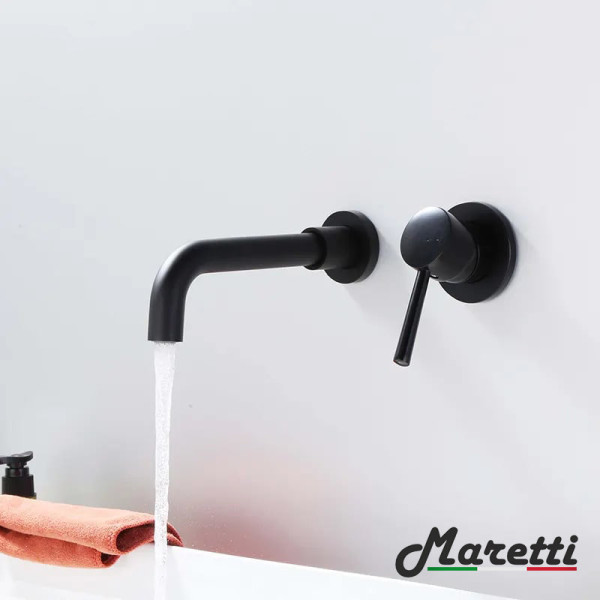 Смеситель для раковины встраиваемый Maretti Eleganza Black ENB32RF13, черный. Фото 4