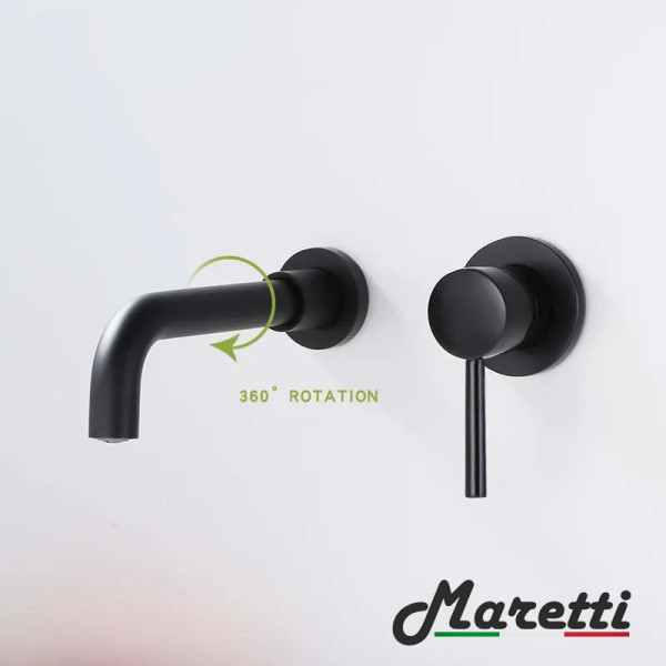 Смеситель для раковины встраиваемый Maretti Eleganza Black ENB32RF13, черный. Фото 5