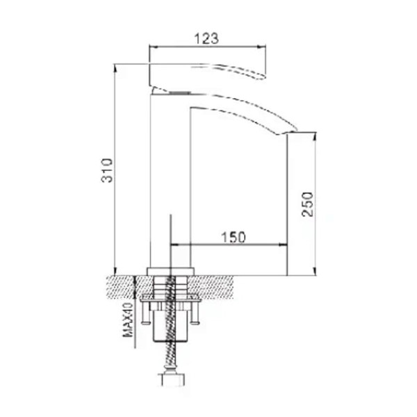 Смеситель для раковины высокий Rose R15F R1511F, белый/хром. Фото 2