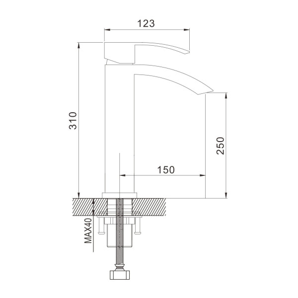 Смеситель для раковины высокий Rose R15T R1511T, оружейная сталь. Фото 2