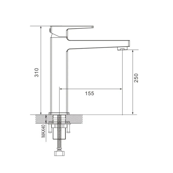 Смеситель для раковины высокий Rose R28H R2811H, черный. Фото 2