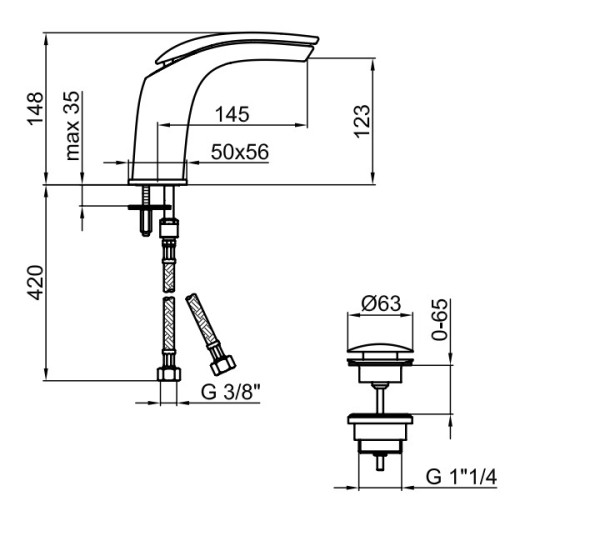 Смеситель для раковины Webert Aria AI832001560, черный. Фото 2
