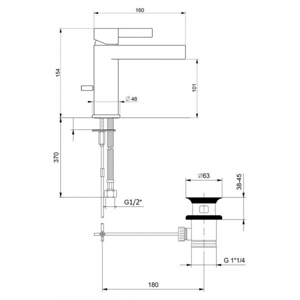 Смеситель для раковины Webert DoReMi DR830102345, никель. Фото 3