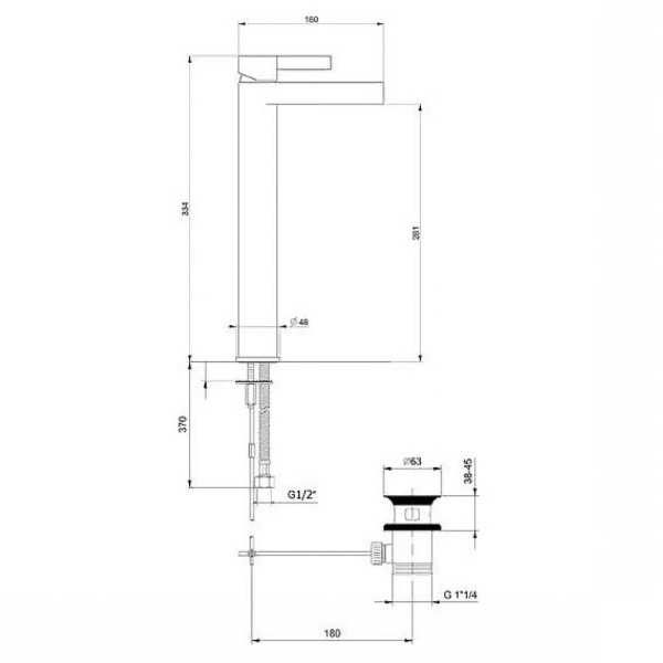 Смеситель для раковины Webert DoReMi DR830402560, черный. Фото 2