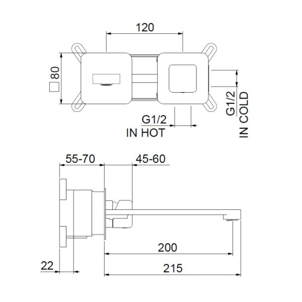 Смеситель для раковины Webert ONE-X OX830611441, черный/сталь. Фото 2
