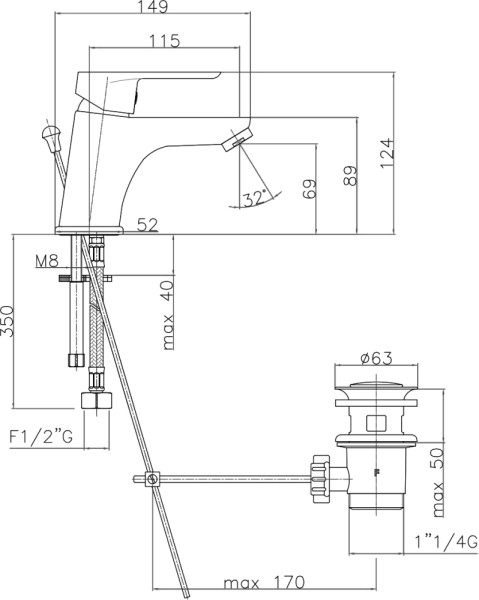 Смеситель для раковины Webert Sax Evolution SE830102740, белый. Фото 2