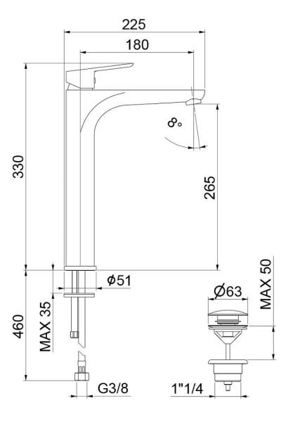 Смеситель для раковины Webert Sax Evolution SE830402740, белый. Фото 2