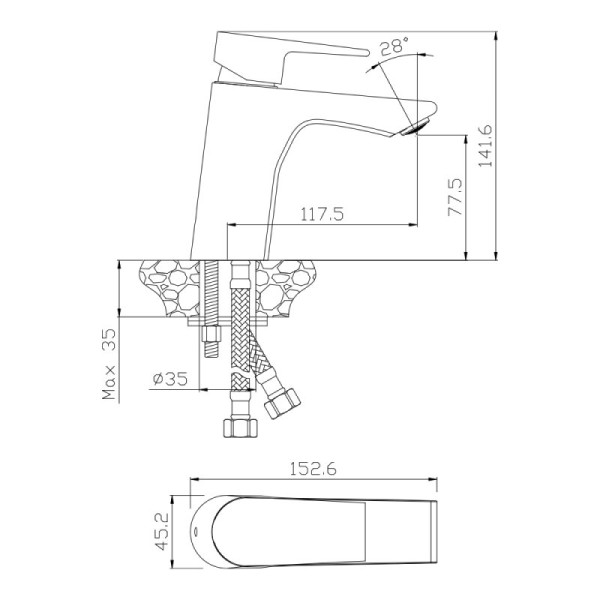 Смеситель для раковины WesnaArt BRIZ BRI20-210, хром. Фото 2