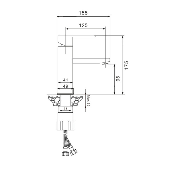 Смеситель для раковины WesnaArt KUBUS KUB13-210Black, черный. Фото 2