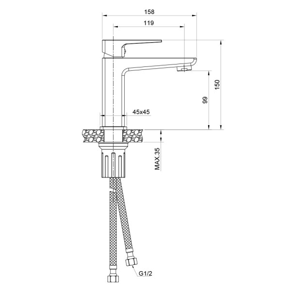 Смеситель для раковины WesnaArt NARCIS NAR06-210BL-25100, черный. Фото 2