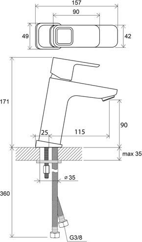 Смеситель для умывальника без донного клапана 170 мм TD 014.00. Фото 2