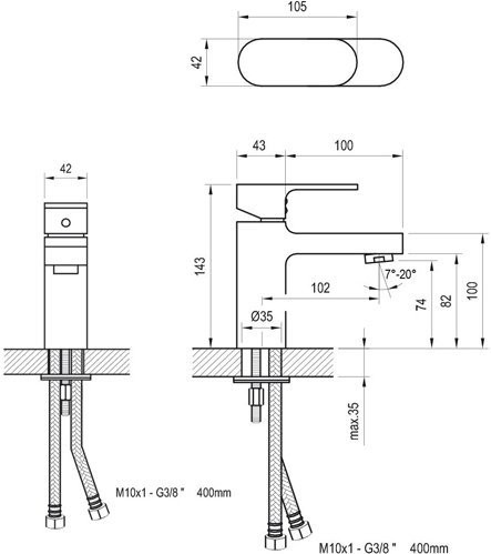 Смеситель для умывальника без донного клапана CR 012.00. Фото 2