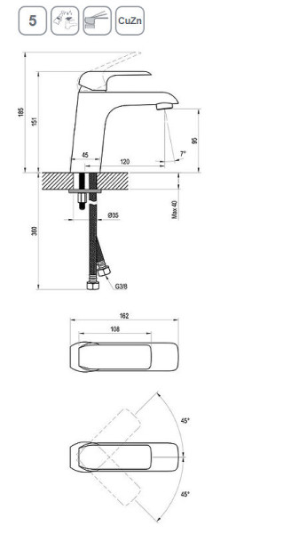 Смеситель для умывальника без донного клапана FL 014.20 черный. Фото 3