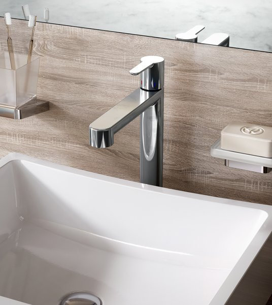 Смеситель для умывальника без донного клапана PU 015.00 высокий. Фото 7