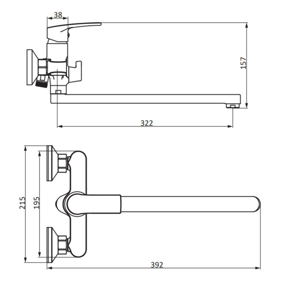 Смеситель для ванной и душа с длинным изливом. Фото 4