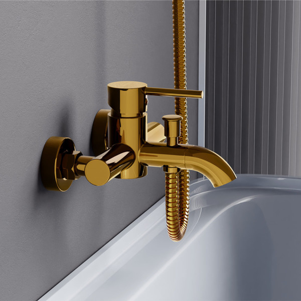 Смеситель для ванной и душа, золото. Фото 2