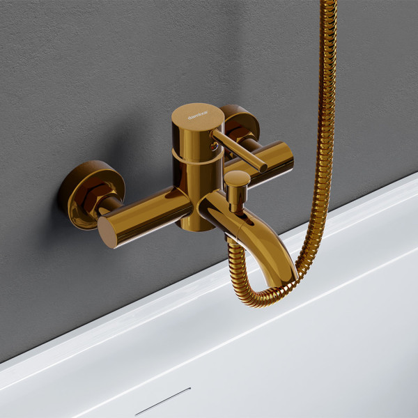 Смеситель для ванной и душа, золото. Фото 3