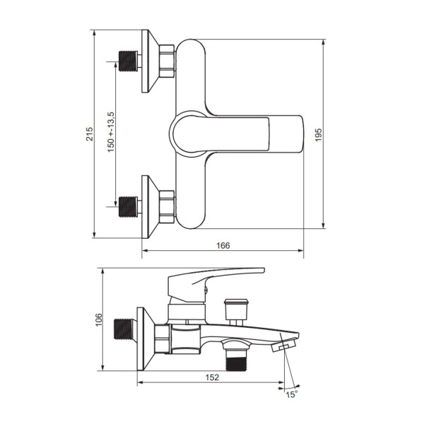 Смеситель для ванной и душа. Фото 4