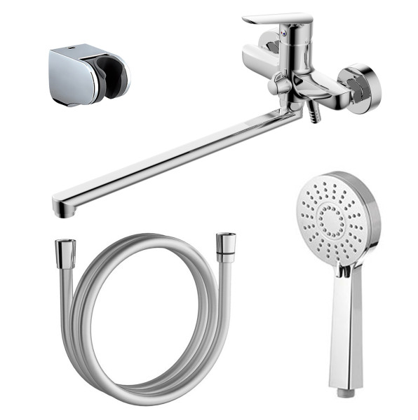 Смеситель для ванны AZARIO CAMPO с ручным душем, керамический картридж, хром (AZ-KX138275C). Фото 1