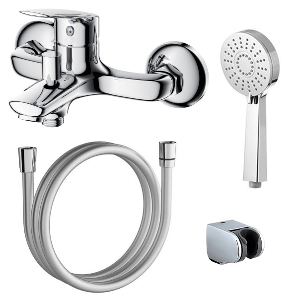 Смеситель для ванны AZARIO EVORA с ручным душем, керамический картридж, хром (AZ-WKE238043C). Фото 1