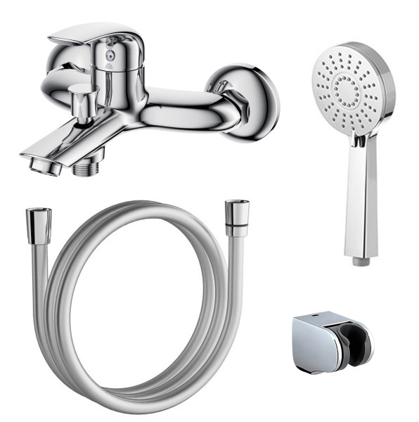 Смеситель для ванны AZARIO SINTRA с ручным душем, керамический картридж, хром (AZ-WKF238042C). Фото 1