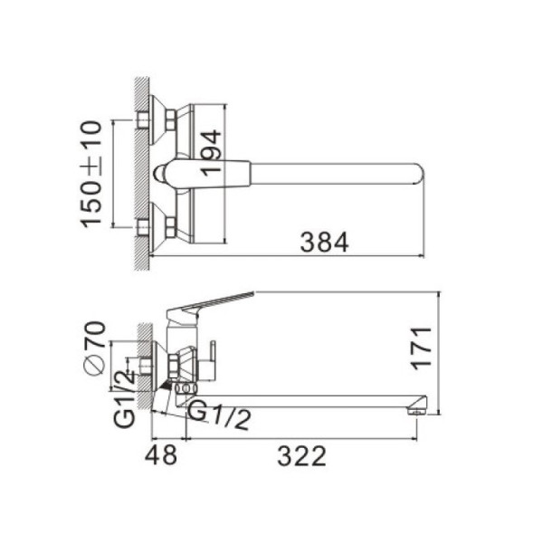 Смеситель для ванны BELZ B22533, хром. Фото 2