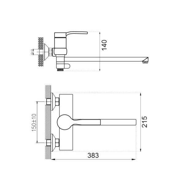 Смеситель для ванны BELZ B22612, хром. Фото 2