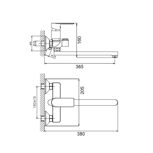 Смеситель для ванны BELZ B22678, хром. Фото 2