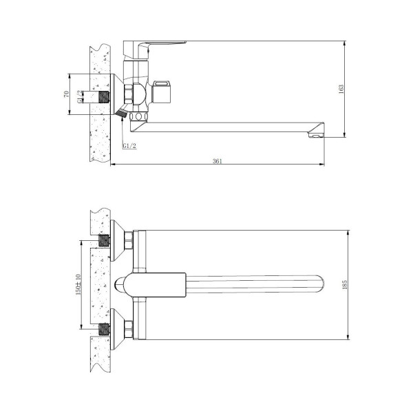 Смеситель для ванны BELZ B22679, хром. Фото 2