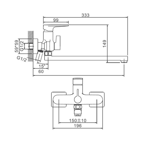 Смеситель для ванны BELZ B22713-7, черный. Фото 2
