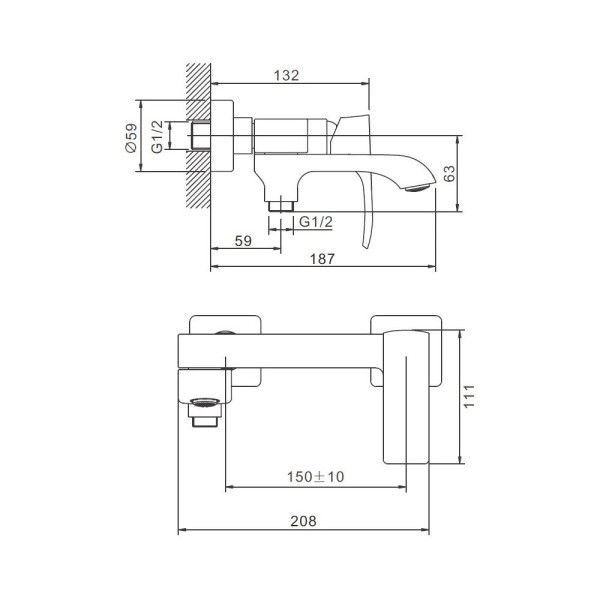 Смеситель для ванны BELZ B60507-5, золото. Фото 2