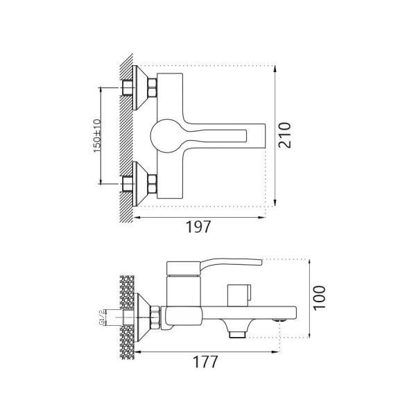 Смеситель для ванны BELZ B60612, хром. Фото 2
