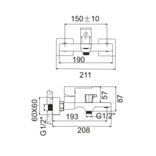 Смеситель для ванны BELZ B60613-3, вороненая сталь. Фото 2