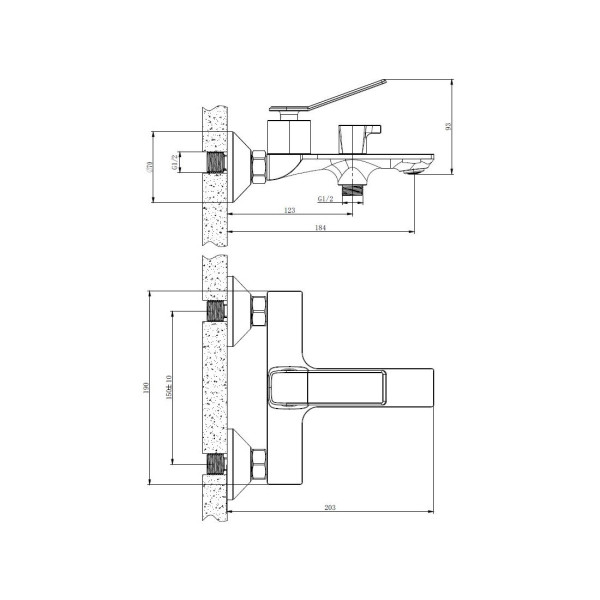 Смеситель для ванны BELZ B60618, хром. Фото 2