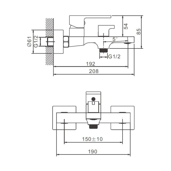 Смеситель для ванны BELZ B60658-5, брашированное золото. Фото 2
