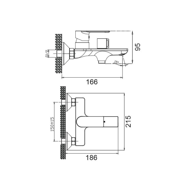 Смеситель для ванны BELZ B60679, хром. Фото 2