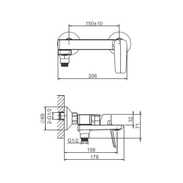 Смеситель для ванны BELZ B60715, хром. Фото 2