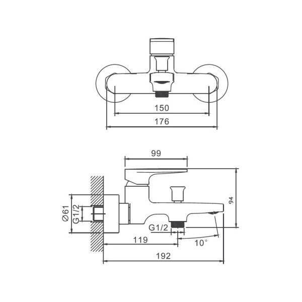 Смеситель для ванны BELZ B61713, хром. Фото 2