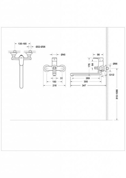 Смеситель для ванны Bravat Alfa F6120178CP-01L, хром. Фото 2