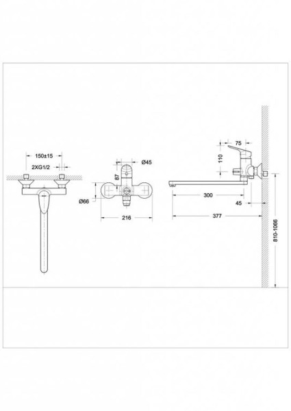 Смеситель для ванны Bravat Drop F64898C-L, хром. Фото 2