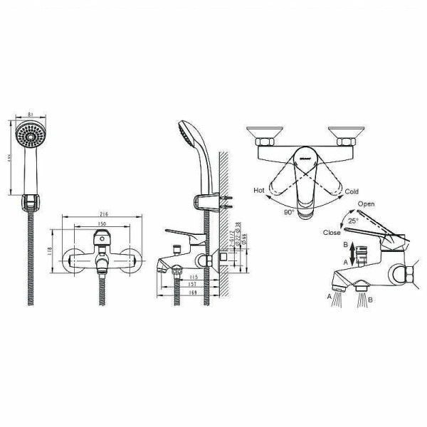 Смеситель для ванны Bravat Emeralda F6135147CP-B-RUS, хром. Фото 2